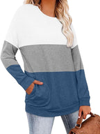 Magritta Women's Long Sleeve Leopard Color Block Tunic Comfy Crewneck T Shirt Tops Black XL