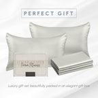 Elegant Comfort 4-Pack Cooling Viscose Satin Pillowcase Set with Hidden Zipper Closure, Silky Smooth for Hair and Skin Care-Beautiful Gift Box-4-Piece Satin Pillowcase Set, Standard/Queen, Light Jade