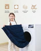 Mr. Sandman Weighted Blanket 7LBS 41 x 60 Inches, Minky Dots Heavy Blanket with Glass Beads, Soft and Cooling for School and Home, Navy Blue
