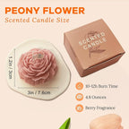 Purple-Pink Peony Flower Shape Candles for Women - Aromatic Pastel Aesthetic Candle with Berry Fragrance - Christmas Gift for Friends Colleagues and Classmates (3 inch)
