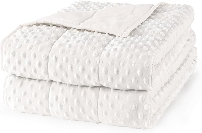 Mr. Sandman Weighted Blanket for Adults, Heavy Blanket for Woman, Man Sleeping/Calm, Soft and Cozy Weighted Throw Blankets, Machine Washable, 48 x 72in, 12 lbs, White