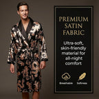 Mens Satin Robe Silk Long Sleeve Kimono Bathrobe Sleepwear Loungewear
