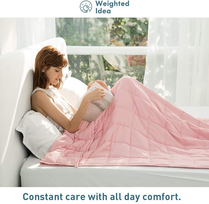 Weighted Idea Weighted Blanket for Adults (Coral Pink,48"x72",20lbs) Cooling Breathable Heavy Blanket with Premium Glass Beads All-Season Soft Thick Comfort