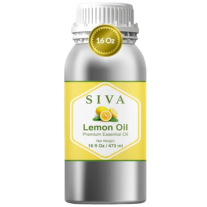 Siva Lemon Essential Oil - 16 Fl Oz – 100% Natural Lemon Oil - for Diffuser, Face, Skin Care, Aromatherapy, Hair Care, Scalp and Body Massage