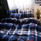 Luxlovery Navy Plaid Comforter Set King Men Women Blue Tartan Bedding Set King Size Geometric Buffalo Checkered Blanket Quilts Soft Breathable Navy Grid Comforter for Adults