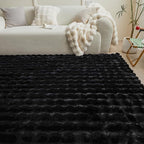 Black Rabbit Plush Rug 5'x8', Fluffy Faux Fur Shaggy Area Rug for Nursery, Kids Room Decor, Soft Fuzzy Carpet for Living Room, Bedroom, Teen Girls Room