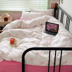 Nayoroom Pink Bow Duvet Cover Twin Size Polka Dot Bowknot Coquette Duvet Cover 2 Pieces Soft Lightweight Microfiber Girls Cute Aesthetic Dorm Bedding Set