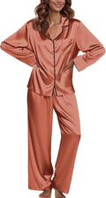 Ekouaer Pajamas For Women Set Silk Pjs 2 Piece Satin Sleepwear Long Sleeve Button Down Lounge Sets With Pant