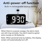 Plug in Digital Alarm Clocks with Rechargeable Backup Battery for Bedrooms Living Room Study Loud Bedside Desk Clock with Memory Function Dual Alarm 3 Modes Weekends Weekdays Every Day for Kids Adults