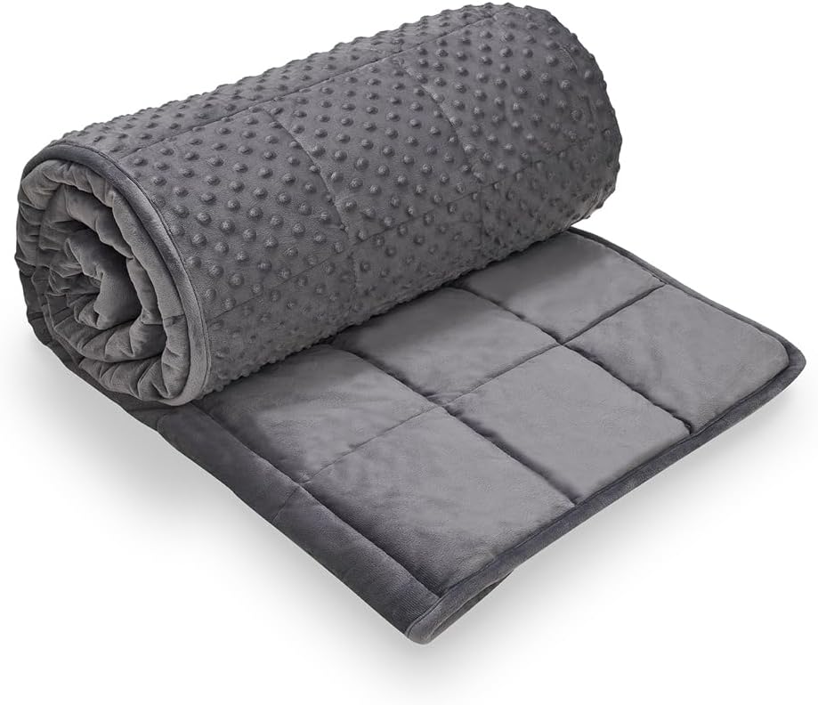 TONGDADA Minky Weighted Blanket | 36''x48'',5lbs | Cozy and Soft Minky Weighted Throw Blanket | Luxury Velvet with Premium Glass Beads |Dark Grey