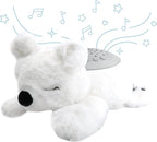 PureBaby Sound Sleepers Portable Sound Machine & Star Projector - Plush Sleep Aid for Baby and Toddlers with Soothing Night Light Display, 10 Lullabies, White Noise, and Heartbeat Sounds (Polar Bear)
