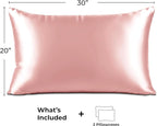 Satin Pillowcase 2 Pack - Queen Size (20"x30", Pink) - Silky Pillow Cases for Hair and Skin - Satin Pillow Covers with Envelope Closure - Extra Soft Premium Microfiber