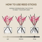 COCODOR Flower Reed Diffuser Set / 6.7oz / Pure Cotton/Scent Diffuser with Sticks Home Fragrance Reed Diffuser for Bathroom Shelf Decor for Women