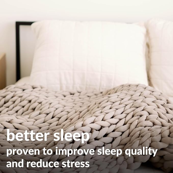 Nuzzie Original Knit Weighted Blanket- Breathable, Cooling, Hand Made Knit Throw Blanket for Sleep for Relaxation - Machine Washable, Stylish Design (Taupe, Throw | 12lbs | 44"x60")