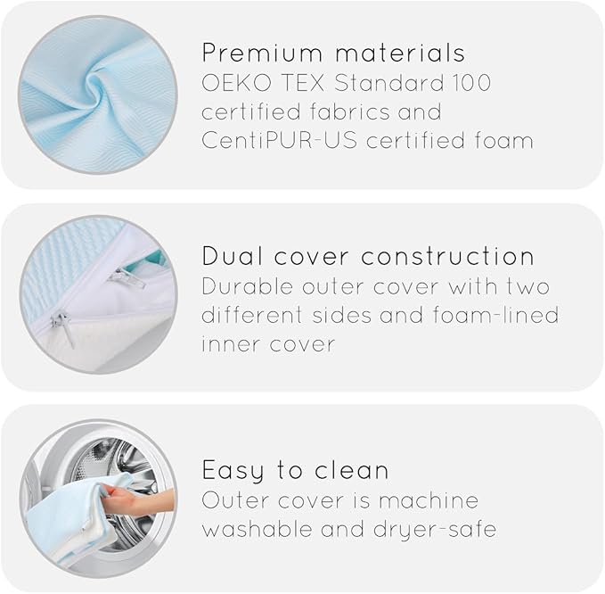 pillosophy Original Adjustable Loft Pillow • Gel-Infused Shredded Memory Foam Fill • Dual-Sided Washable Cooling Cover • Perfect for Back, Side, Stomach Sleepers (Standard Size, 1-Pack)