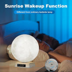 Sunrise Alarm Clock Wake Up Light - 3 Color LED Lamp with Sound & Light Awakening, Bioclock Adjustment & APP Control, Moon-Shaped Linen Lamp Shade for Bedroom Bedside