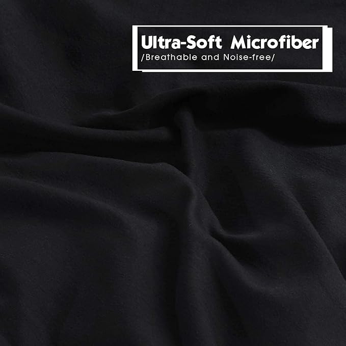 HIG 3pc Down Alternative Comforter Set - All Season Reversible Comforter with Two Shams - Quilted Duvet Insert with Corner Tabs - Box Stitched - Super Soft, Fluffy (Full/Queen, Black)