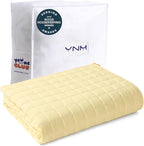 YnM 12lbs Weighted Blanket for Adults, Heavy Bed Throw Blanket with Cooling Glass Beads for All Season Use, Ideal for ~110lbs (48x72 Inches, Twin/Full, Pastel Yellow)