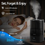 ROSEKM Automatic Humidifiers for Bedroom Large Room, 4.5L Cool Mist Humidifier for Home & Plant with Timer & Humidity Sensor, Last Up to 18H on High Setting, Auto Shut-Off, 360° Nozzle (Black)