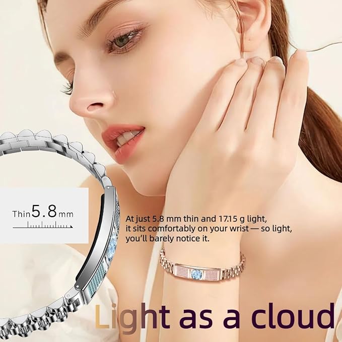 Smart Bracelet for Women,Fitness Tracker with Interchangeable Straps, Activity & Sleep Monitor with Heart Rate SpO2, Lightweight Waterproof Smart Wristband, Free App (Gold)