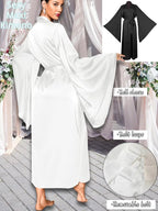 ChiaoLezhee Satin Long Robe For Women, Soft Lightweight Silk, Bride Wedding Night, Bridal Bathrobe Sexy Bathrobes Bridesmaid