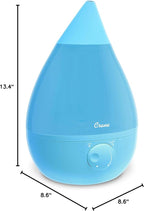 Crane Ultrasonic Cool Mist Humidifier for Bedroom, Baby Nursery, Kids Room, Plants, or Office, Large 1 Gallon Tank, Filter Optional, Aqua