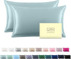 Silk Pillow Cases 2 Pack Soft Breathable and Sliky King Size Pillow Cases Set of 2,Natural Mulberry Silk Pillowcase Set of 2 for Hair and Skin with Hidden Zipper (Blue Haze,20"X 36",2pcs)