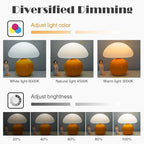 Cute Small Mushroom Lamp, PE Lampshade, Ceramic Base, Adjustable Light Color and Brightness with Power-Off Memory, Safe USB Powered, LED Mushroom Light for Bedroom Living Room (Orange)