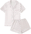 LYANER Women's Silky Satin Pajamas Set Short Sleeve Button Down Shirt With Shorts Pjs Set Sleepwear