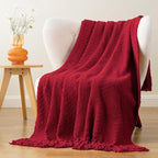 BATTILO HOME Christmas Decor Red Throw Blanket for Couch, Knit Throw Blanket for Bed, Super Soft Cozy Warm Red Christmas Blankets for Winter Couch Bed Sofa, 60"x80"