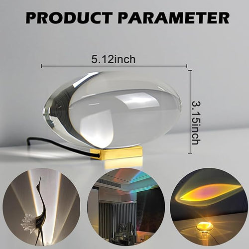 Angel Eyes Projection Night Light, Colorful Crystal Lamp Sunset Table Lamp, Crystal Atmosphere Lamp, Tabletop Light Atmosphere Night Light for Party Home Decor Bedroom Living Room