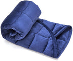 TONGDADA Weighted Lap Blanket 7lbs for Adult,Perfect for Relaxation, Lounging, Napping, Sleeping & Travel,Luxury Minky Weighted Body Blanket,Weighted Throw Blanket-Navy Minky, 29" x 24"