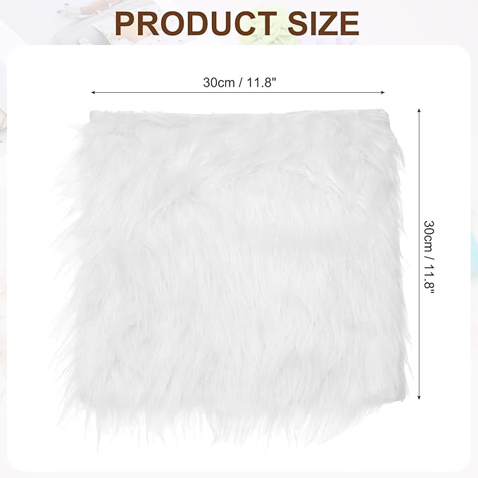 PATIKIL 12" Locker Rug, Small Area Rug Mini Faux Fur Rugs Small Locker Carpet Soft Fluffy Tiny Photography Props Square for Nail Photo Tabletop Background Picture Decoration, White