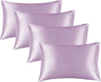 BEDELITE Satin Pillowcase for Hair and Skin, Super Soft Similar to Silk Pillow Cases 4 Pack with Envelope Closure, Cooling Pillowcases for Women Men (20"x36" King Size, Lavender)