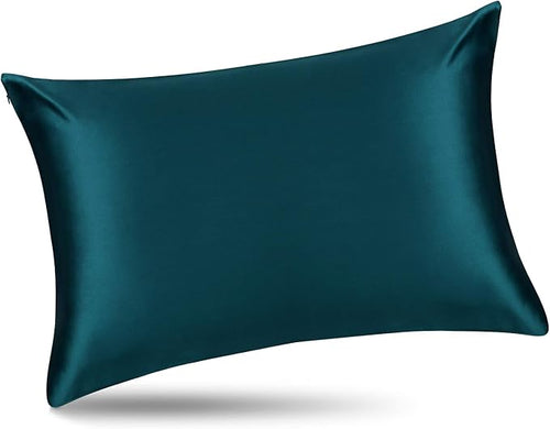 ALASKA BEAR Silk Pillowcase for Hair and Skin, 100% Mulberry Silk Pillow Cases Queen Size for Bliss Sleep with Random Color Scrunchy Gift Set Better Than Poly Satin, 1pc, Teal/Dark Turquoise