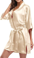 Giova Women's Satin Robe Bride & Bridesmaid Wedding Party Bathrobe Short Kimono Gown