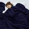 Weighted Idea Weighted Blanket for Adults (Navy Blue,48"x72",20lbs) Cooling Breathable Heavy Blanket with Premium Glass Beads All-Season Soft Thick Comfort