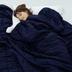 Weighted Idea Weighted Blanket for Adults (Navy Blue,48"x72",20lbs) Cooling Breathable Heavy Blanket with Premium Glass Beads All-Season Soft Thick Comfort