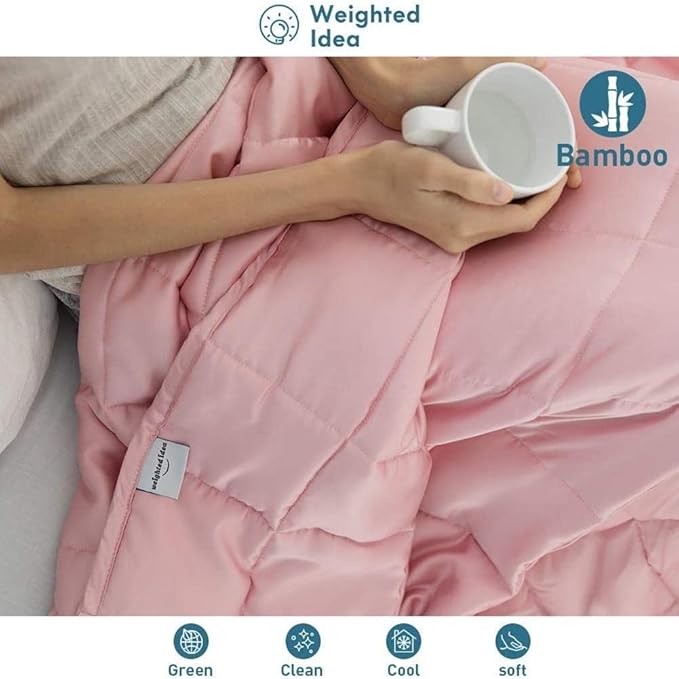 Weighted Idea Weighted Blanket for Adults (Coral Pink,60"x80",20lbs) Cooling Breathable Heavy Blanket with Premium Glass Beads All-Season Soft Thick Comfort