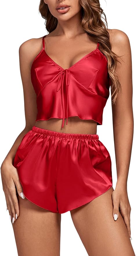 OPOIPIN Women's 3 Piece Pajama Set Sexy Cami Top and Shorts with Robe Sleepwear Loungewear Set
