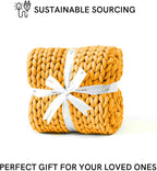 YnM Chunky Throw Blanket, Medium-Weight, Hand Knitted, Skin Friendly, Ventilated and Breathable, Machine Washable, Home Décor Piece for Couch, Sofa and Bed (Yellow Fusion, 50x70 Inch)
