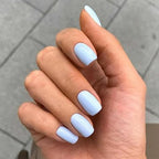 Modelones 32Pcs Baby Blue Press on Nails, Short Square Fake Nails, Reusable Nail Kit with Nail Glue Adhesive Tabs Mini Nail File, Nails Press Ons 16 Sizes, Women Girl Gift