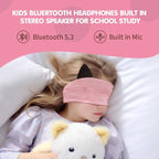 Joythink Kids Bluetooth Headband Headphones Sleep Mask Wireless Earphones Built in Thin Speaker Adjustable Sports Headset Sleep Headband for Girls Boys Toddler Children Baby Travel Study Pink
