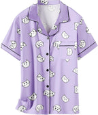 Girls & Womens Satin Pajamas Set, Silk Button-Down Sleepwear 2 Piece Nightwear, 3 Years - Women XXL