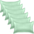 Elegant Comfort 6-Pack Cooling Viscose Satin Pillowcase Set with Hidden Zipper Closure, Silky Smooth for Best Hair and Skin Care-Beautiful Gift Box-6-Piece Satin Pillowcase Set, King, Mint Green