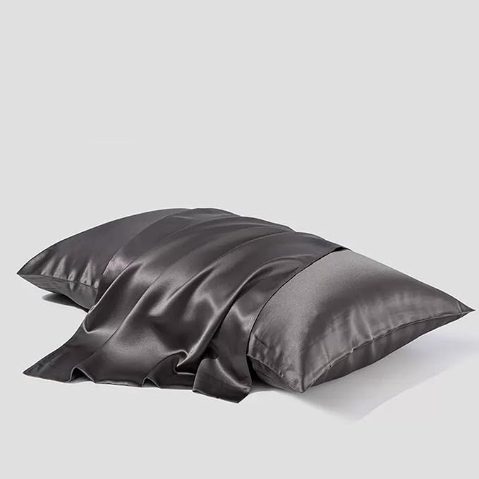 100% Mulberry Silk Pillowcase for Sleeping Women, 22 Momme Silk Pillow Cases for Hair and Face, Zipper Closure, Hypoallergenic Pillow Cases USA Made, 1 Pcs 20"x30" (Queen, Slate Grey)