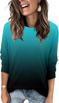 Magritta Women's Long Sleeve Leopard Color Block Tunic Comfy Crewneck T Shirt Tops Black XL
