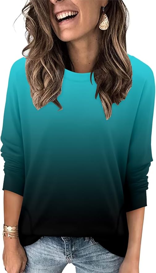 Magritta Women's Long Sleeve Leopard Color Block Tunic Comfy Crewneck T Shirt Tops Black XL