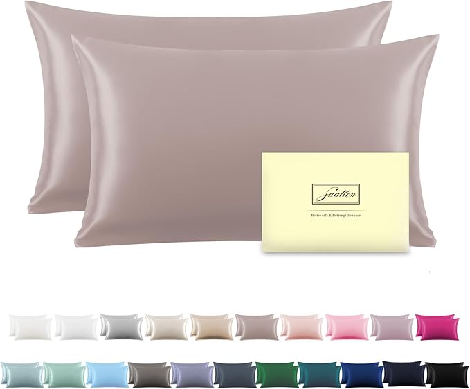 Silk Pillow Cases 2 Pack Soft Breathable and Sliky King Size Pillow Cases Set of 2,Natural Mulberry Silk Pillowcase Set of 2 for Hair and Skin with Hidden Zipper (Lotus Root Pink,20"X 36",2pcs)