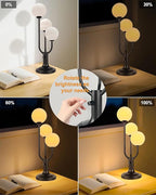 Lightdot Modern Black Globe Table Lamp Dimmable Mid Century 3-Light Desk Lamp 3000K Warmwhite Nightstand Lamp for Bedroom Bedside End Table(G9 Bulb Included)